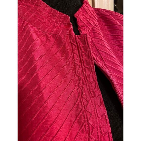 SILK CLUB Collection Pink Solid Zip Up Jacket Sz Medium - Picture 2 of 9